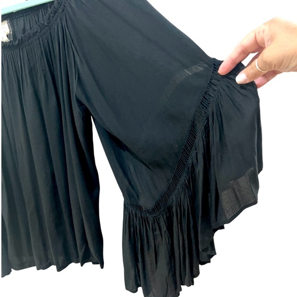 Elan Peasant Top Boho On or Off Shoulder Large Bell Sleeves Hippie SZ M EUC - Picture 3 of 5